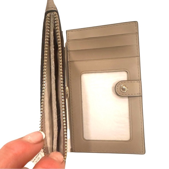 Kate Spade Jackson Small Bifold Pebbled Leather Wallet in Muted Taupe NWT - Picture 5 of 10